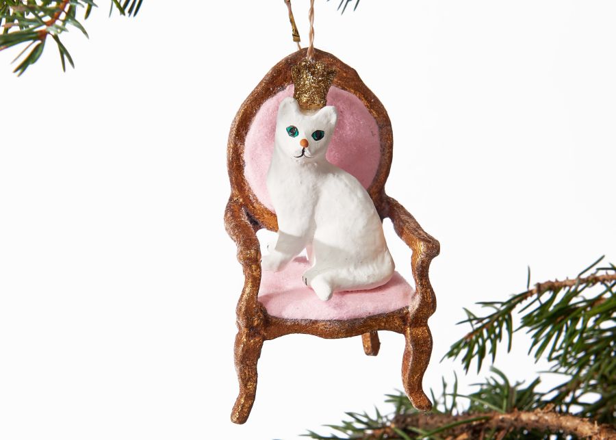 Full View of Kitten Queen Ornament image number 1